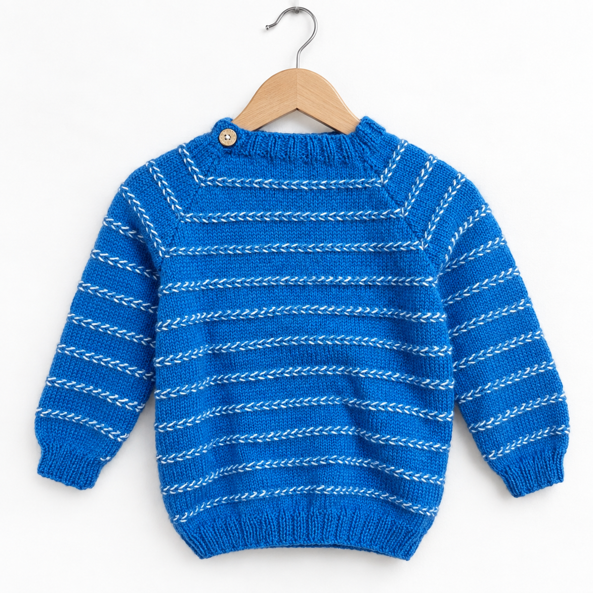 Handmade baby woollen bead line design full sleeves sweater